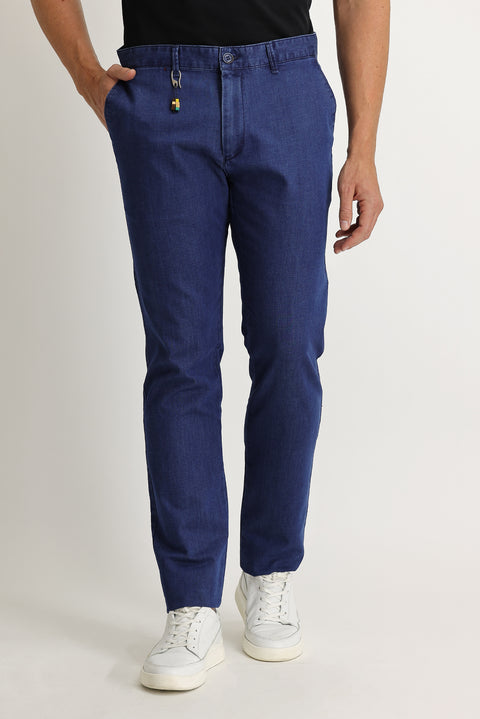 Açık Mavi Regular Fit Standart Kesim Likralı Denim Look Pantolon