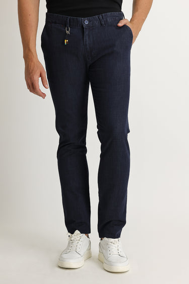 Havacı Mavi Slim Fit Dar Kesim Likralı Denim Look Pantolon
