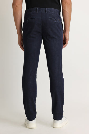 Havacı Mavi Slim Fit Dar Kesim Likralı Denim Look Pantolon