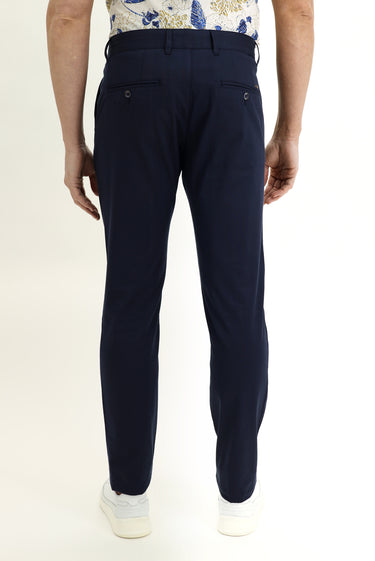 Koyu Lacivert Slim Fit Dar Kesim Likralı Kanvas / Chino Pantolon