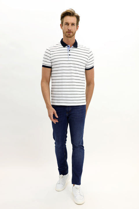 Dark Blue Slim Fit Stretch Denim Pants