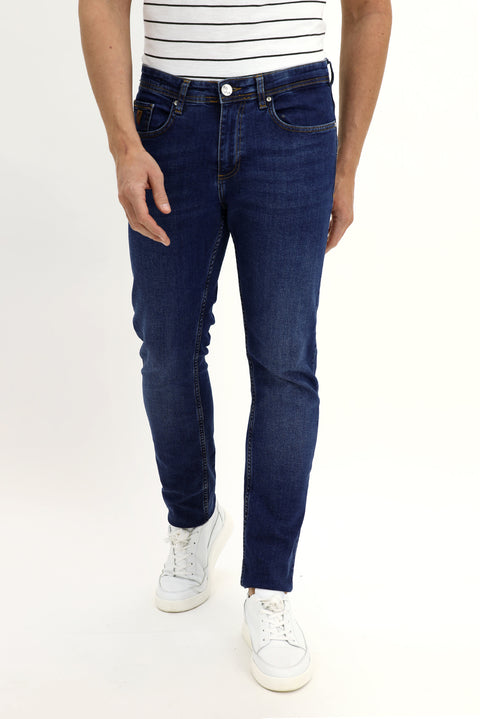 Dark Blue Slim Fit Stretch Denim Pants