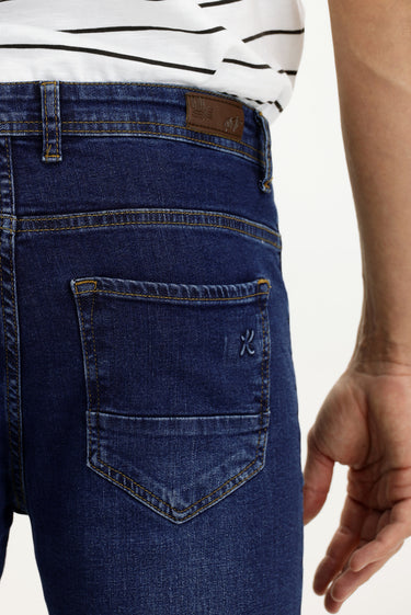 Koyu Mavi  Slim Fit Dar Kesim Likralı Denim Pantolon