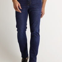 Koyu Mavi  Regular Fit Likralı Denim Pantolon