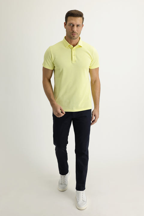 Koyu Lacivert Regular Fit Standart Kesim Likralı Kanvas / Chino Pantolon