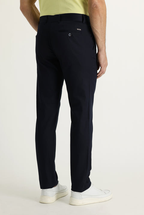 Koyu Lacivert Regular Fit Standart Kesim Likralı Kanvas / Chino Pantolon
