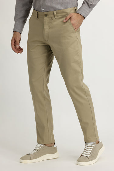 Orta Bej Regular Fit Likralı Kanvas / Chino Pantolon