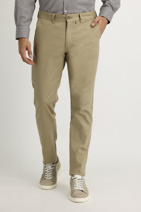 Orta Bej 6 Drop Regular Fit Standart Kesim Likralı Kanvas / Chino Pantolon