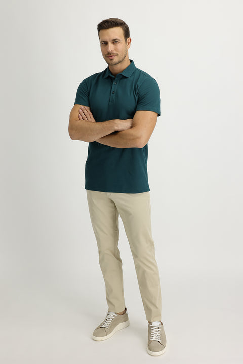 Açık Bej 7 Drop Slim Fit Dar Kesim Saten Likralı Kanvas / Chino Pantolon