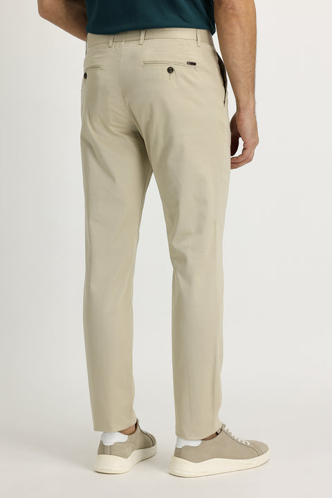 Açık Bej Regular Fit Standart Kesim Saten Likralı Kanvas / Chino Pantolon