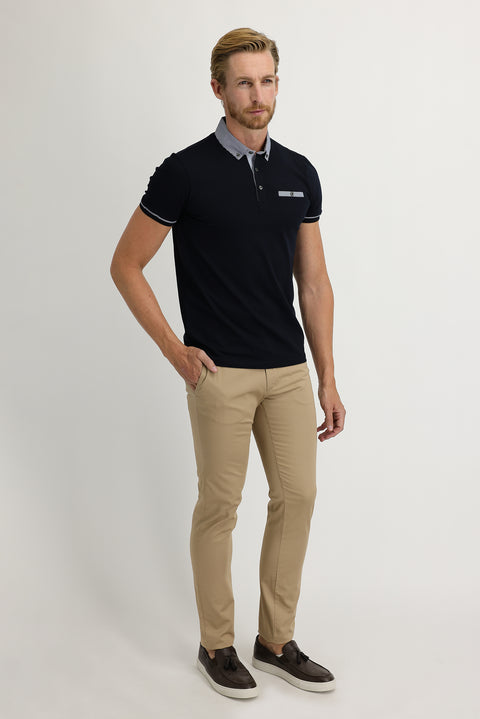 Camel Slim Fit Dar Kesim Saten Likralı Kanvas / Chino Pantolon