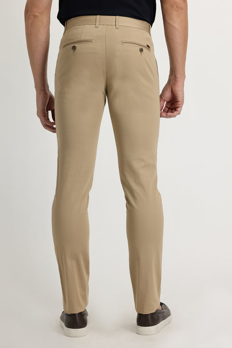 Camel Slim Fit Dar Kesim Saten Likralı Kanvas / Chino Pantolon
