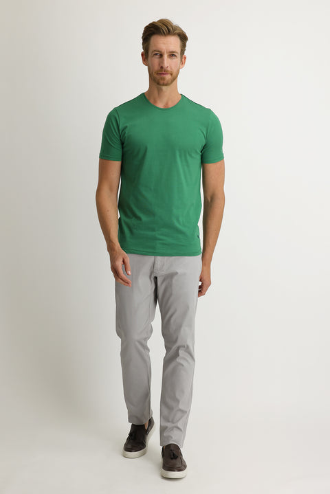 Light Grey Regular Fit Standard Cut Lycra Canvas / Chino Trousers