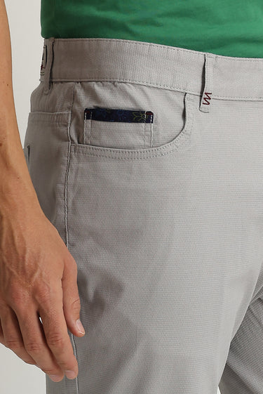 Açık Gri Desenli Likralı Kanvas / Chino Pantolon