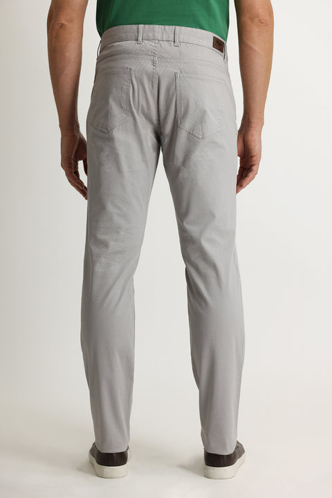 Light Grey Slim Fit Stretch Canvas / Chino Trousers