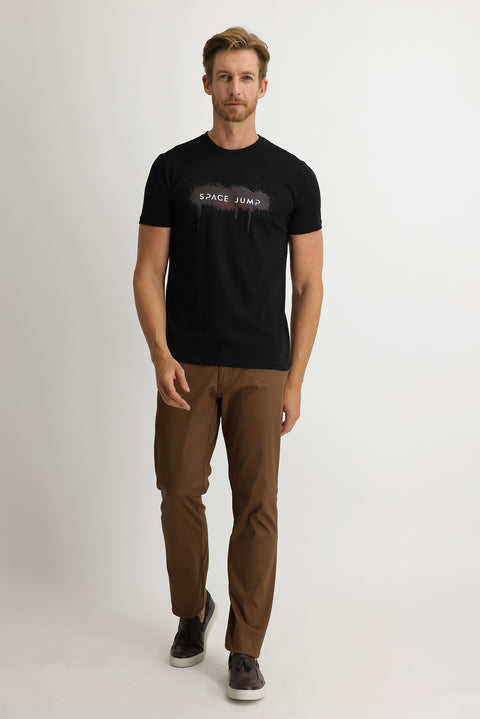 Mid Coffee Regular Fit Standard Cut Lycra Canvas / Chino Trousers
