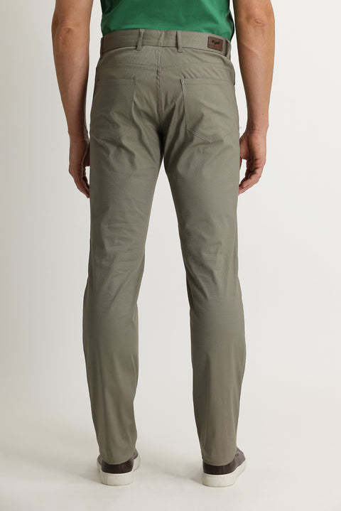 Açık Haki Slim Fit Dar Kesim Desenli Likralı Kanvas / Chino Pantolon