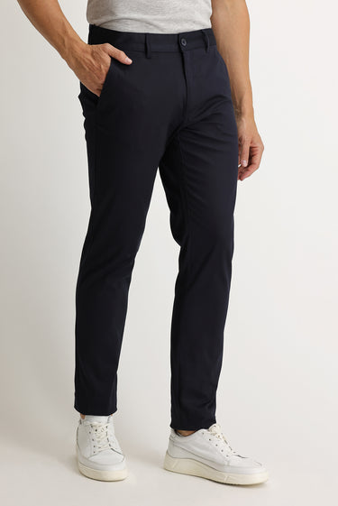 Koyu Lacivert Regular Fit Kuşgözü Likralı Kanvas / Chino Pantolon