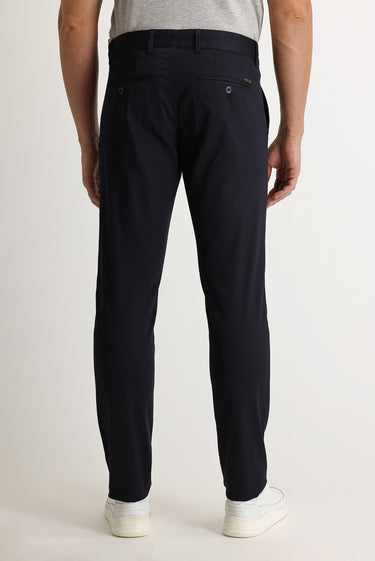 Koyu Lacivert Regular Fit Kuşgözü Likralı Kanvas / Chino Pantolon