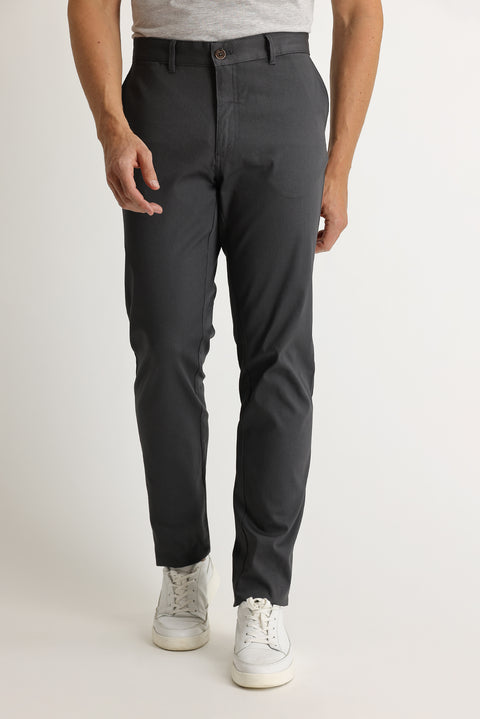 Dark Anthracite Relaxed Fit Eyelet Stretch Canvas / Chino Trousers