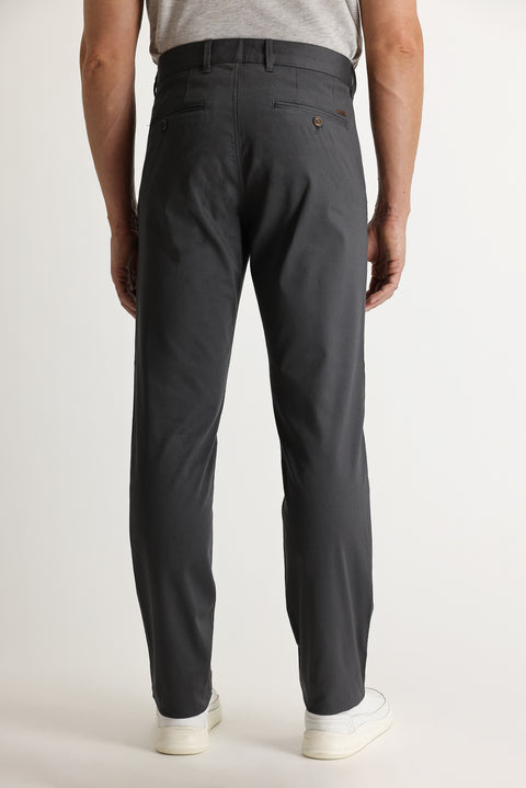 Dark Anthracite Relaxed Fit Eyelet Stretch Canvas / Chino Trousers