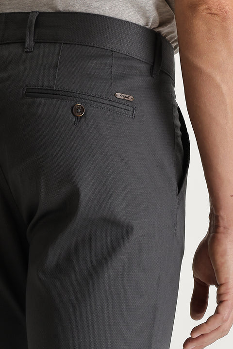 Open Anthracite Regular Fit Standard Cut Eyelet Lycra Canvas / Chino Trousers