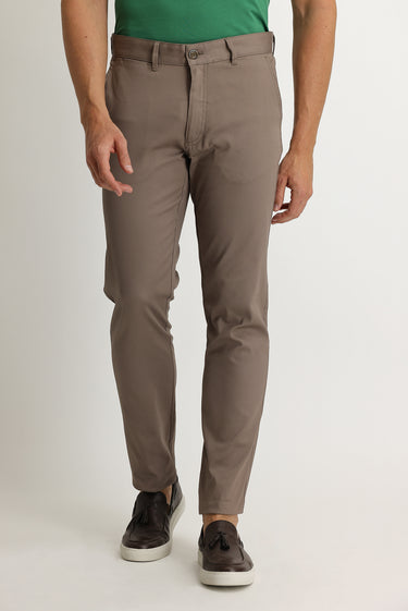 Açık Vizon Slim Fit Dar Kesim Kuşgözü Likralı Kanvas / Chino Pantolon