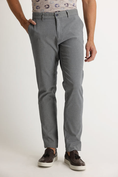 Siyah Slim Fit Dar Kesim Kuşgözü Likralı Kanvas / Chino Pantolon