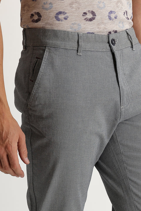 Siyah Relaxed Fit Rahat Kesim Kuşgözü Likralı Kanvas / Chino Pantolon