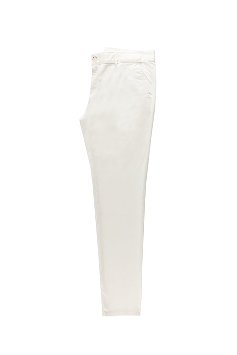 Beyaz Relaxed Fit Rahat Kesim Likralı Kanvas / Chino Pantolon