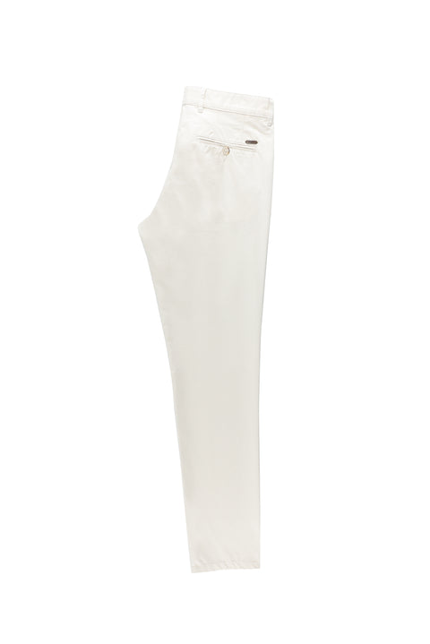 Beyaz Slim Fit Dar Kesim Likralı Kanvas / Chino Pantolon
