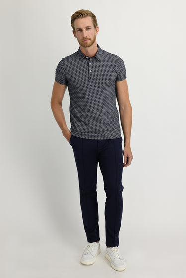 Koyu Lacivert Slim Fit Dar Kesim Beli Lastikli İpli Likralı Pantolon