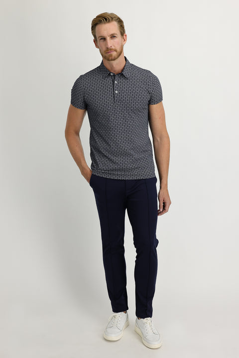 Koyu Lacivert 7 Drop Slim Fit Dar Kesim Beli Lastikli İpli Likralı Pantolon