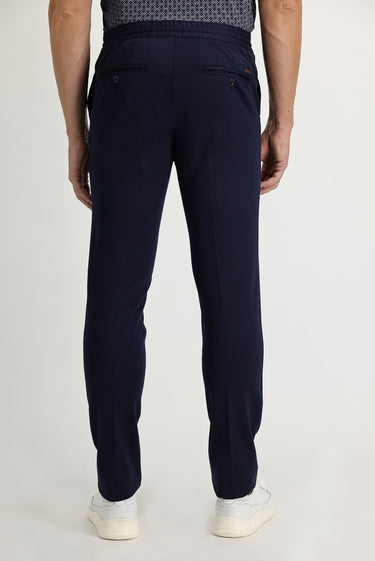 Koyu Lacivert Slim Fit Dar Kesim Beli Lastikli İpli Likralı Pantolon
