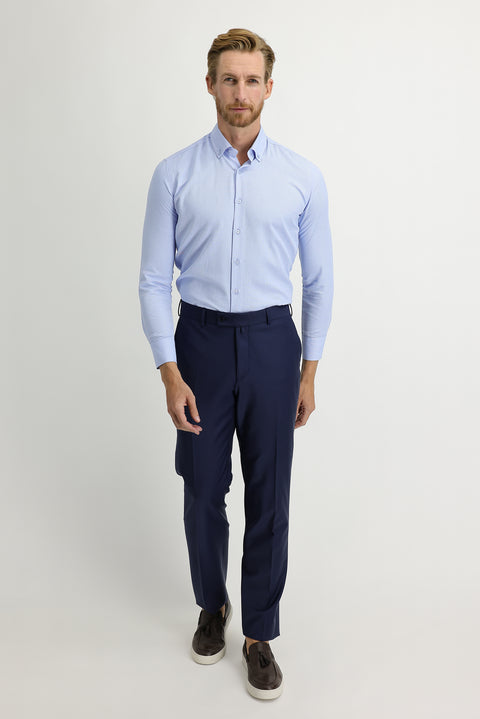 Orta Lacivert 4 Drop Relaxed Fit Rahat Kesim Yünlü Klasik Kumaş Pantolon