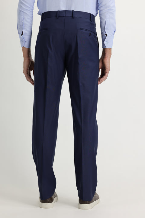 Orta Lacivert 4 Drop Relaxed Fit Rahat Kesim Yünlü Klasik Kumaş Pantolon