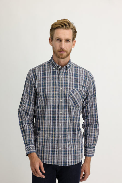 Koyu Bordo Uzun Kol Regular Fit Ekose Gömlek