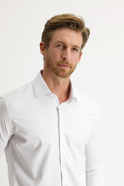 Beyaz Uzun Kol Manşetli Gömlek