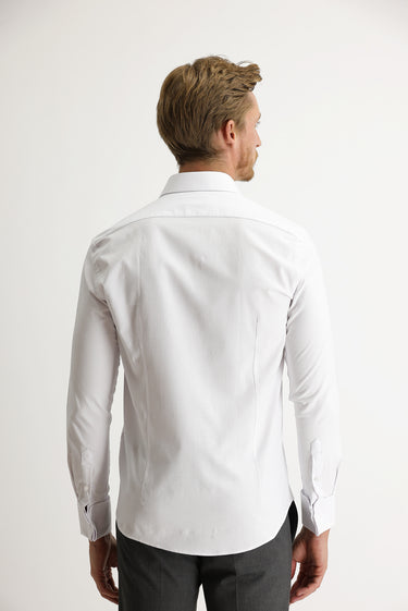  Beyaz Uzun Kol Slim Fit Dar Kesim Manşetli Klasik Pamuklu Gömlek