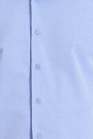 Açık Mavi Uzun Kol Slim Fit Dar Kesim Desenli Pamuklu Gömlek
