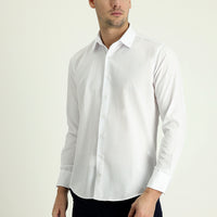 Beyaz Uzun Kol Slim Fit Dar Kesim Desenli Gömlek