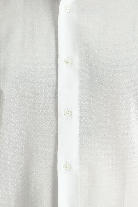Beyaz Uzun Kol Slim Fit Dar Kesim Desenli Gömlek