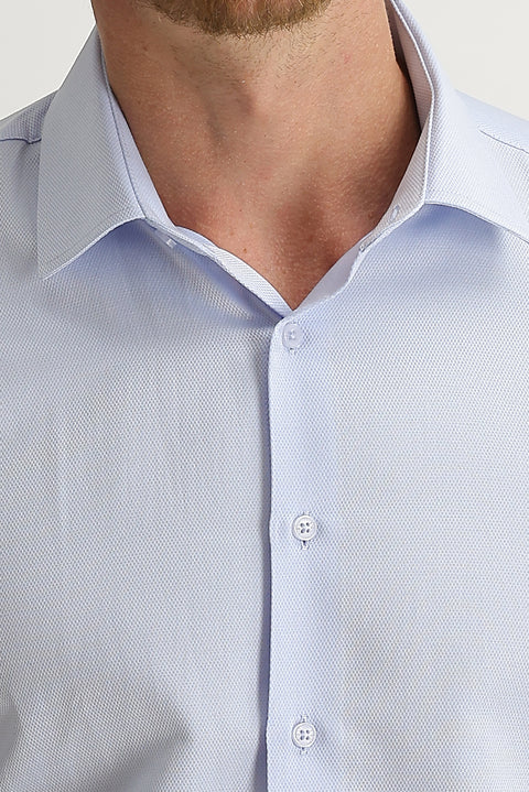 Uçuk Mavi Uzun Kol Slim Fit Dar Kesim Desenli Gömlek