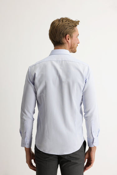 Uçuk Mavi Uzun Kol Slim Fit Dar Kesim Desenli Gömlek