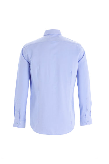 Açık Mavi Uzun Kol Slim Fit Dar Kesim Desenli Gömlek