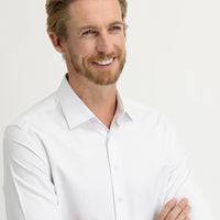 Beyaz Uzun Kol Slim Fit Dar Kesim Desenli Gömlek