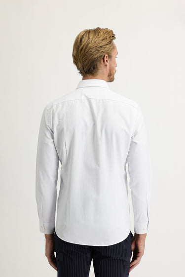  Beyaz Uzun Kol Slim Fit Dar Kesim Desenli Gömlek