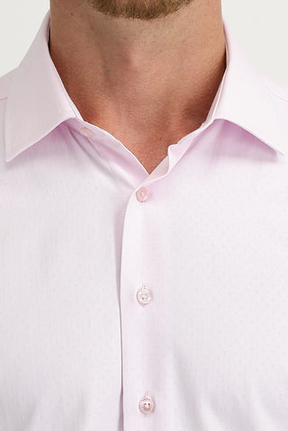  Toz Pembe Uzun Kol Slim Fit Dar Kesim Desenli Pamuklu Gömlek-Ki??l?