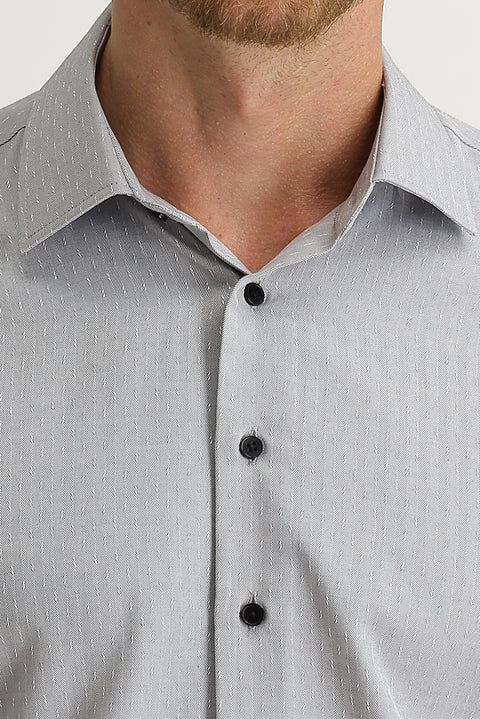 Siyah Uzun Kol Slim Fit Dar Kesim Desenli Gömlek