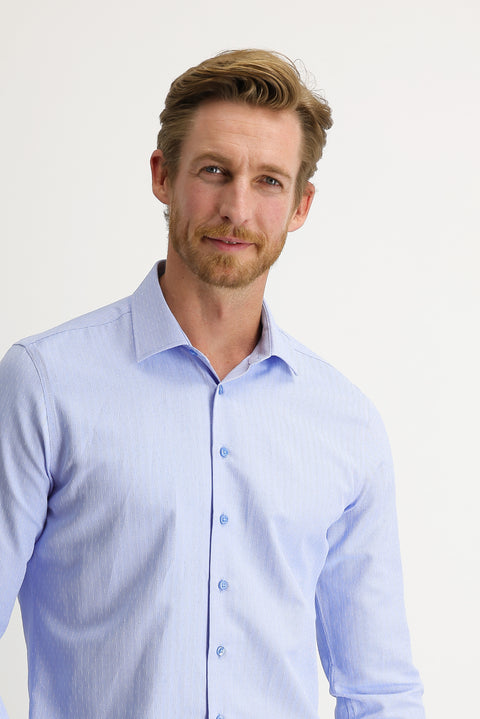 Koyu Mavi  Uzun Kol Slim Fit Dar Kesim Desenli Gömlek